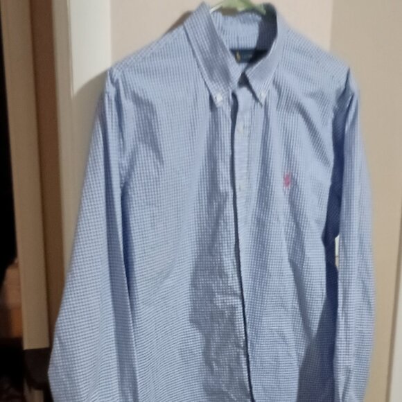 Ralph Lauren Men's Long Sleeve Button Down Shirt Size Large Blue/White Checked - Picture 3 of 10
